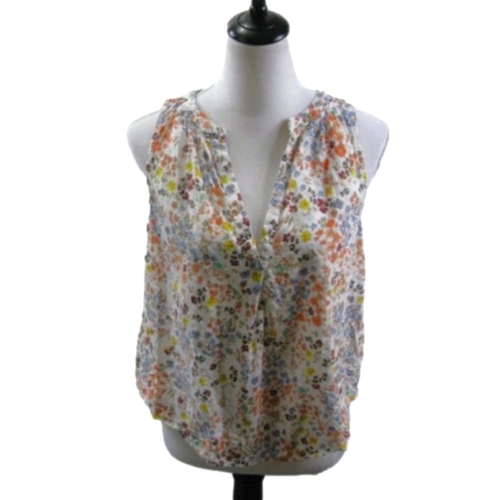 A.N.A Floral V-Slit Neckline Pull Over Sleeveless Blouse Size Medium